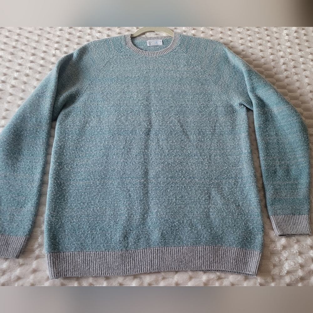 Oliver Charles Yak Wool Sweater Size Large Teal And Grey